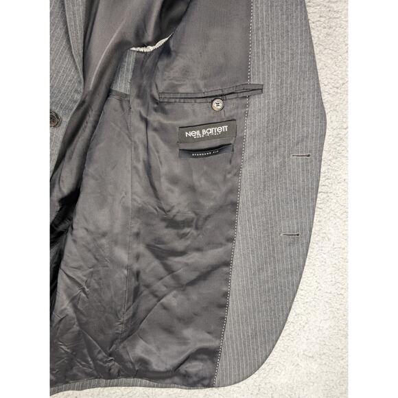 Neil Barrett Sport Coat Wool Notch Lapel‎ Mens 40 Gray Pinstripe Italian Blazer - Picture 10 of 15